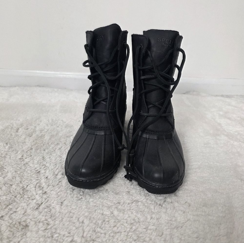 Sperry Women's Classic Black Lace-Up Rubber Boots